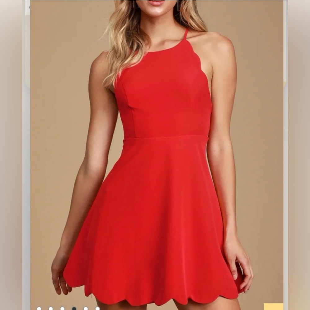 Lulus Red Pay On Curves Backless Scalloped
Strappy Sleeveless Red Dress MEDIUM
